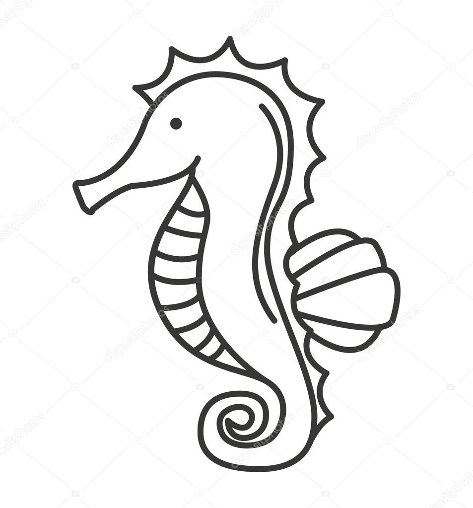 953x1023 Seahorse Sea Cute Icon Stock Vector Yupiramos