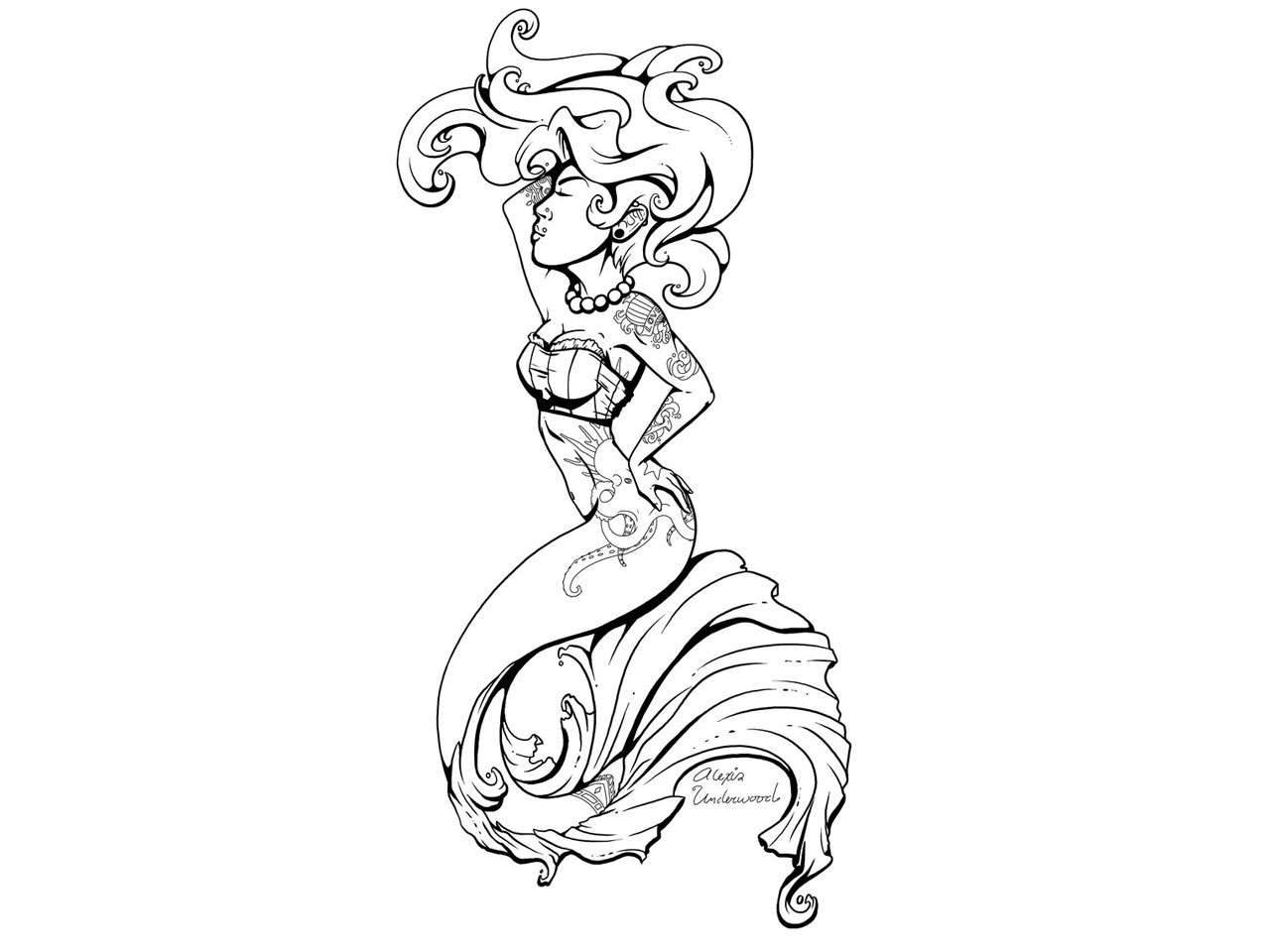 1280x960 Collection Of Designer Seahorse Tattoo Print
