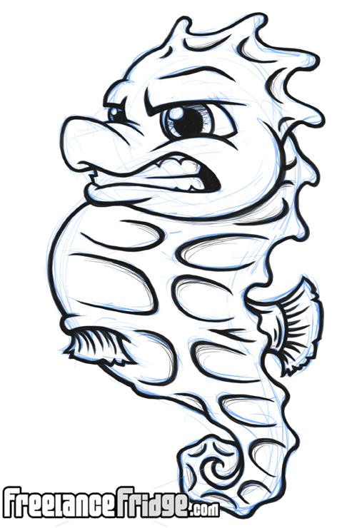 500x740 Drawn Seahorse Cartoon