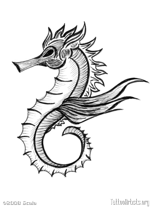 641x883 Seahorse Tattoo