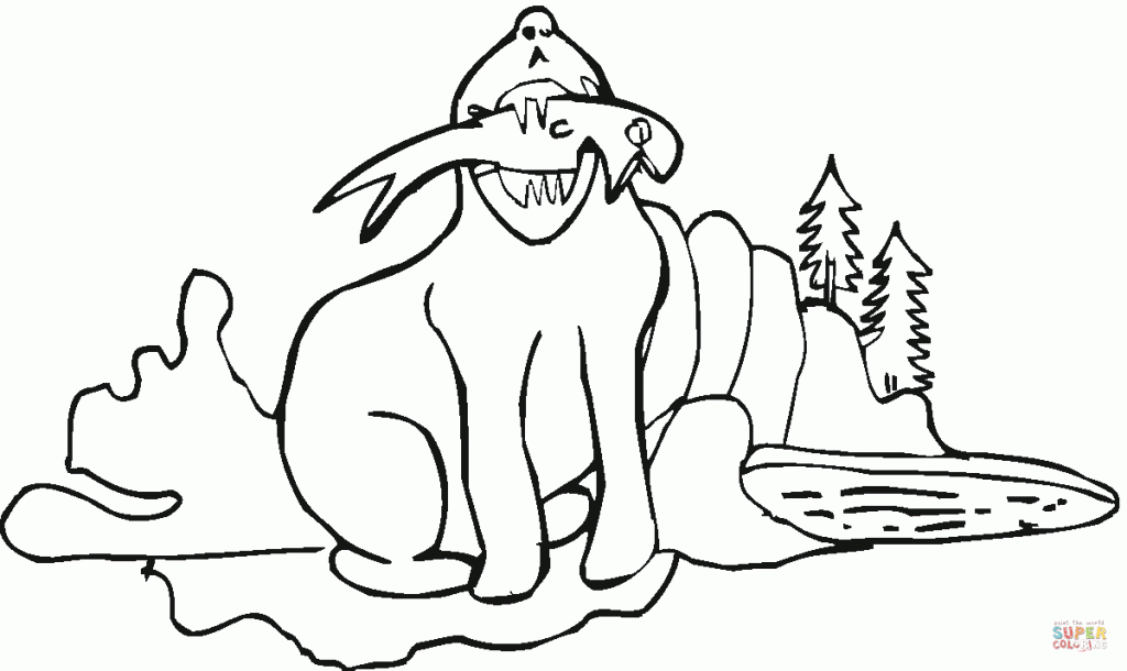 1024x610 Seal Catches A Fish Coloring Page Download