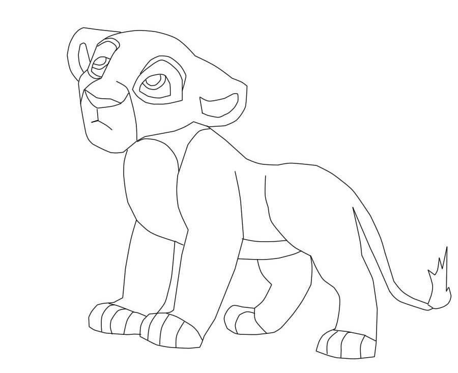 900x733 The Lion King Female Cub Lineart By Saberkiara