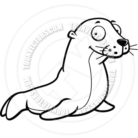 460x460 Seal Smiling (Black And White Line Art) By Cory Thoman Toon
