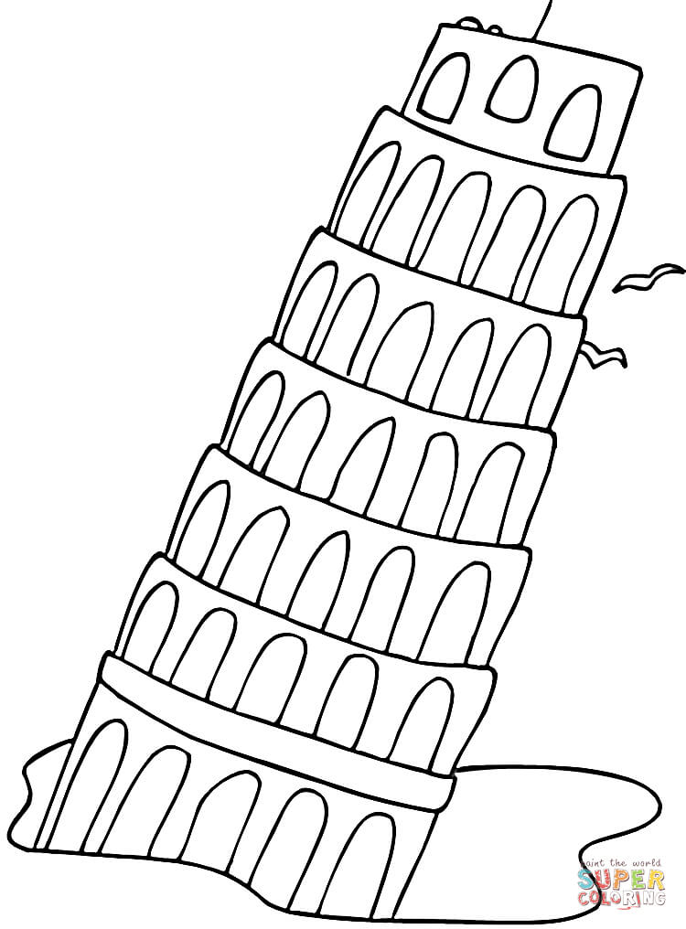 750x1016 Falling Tower Pisa Coloring Page Free Printable Coloring Pages