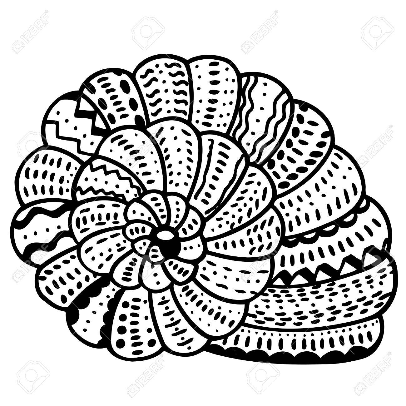 1300x1300 Stylized Shell. Hand Drawn Aquatic Doodle Vector Illustration
