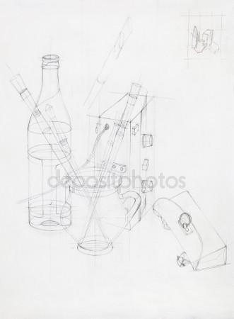 331x450 Frame With Different Seashells Drawn By Hand With Pencil Stock