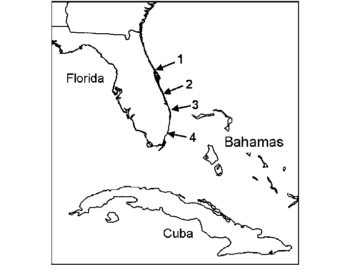 714x564 Locations Of The Four Sampling Sites. (1) Canaveral National