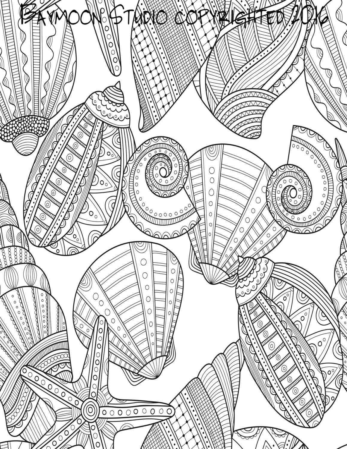 1159x1500 Seashells By The Seashore Coloring Page Printable By Baymoonstudio