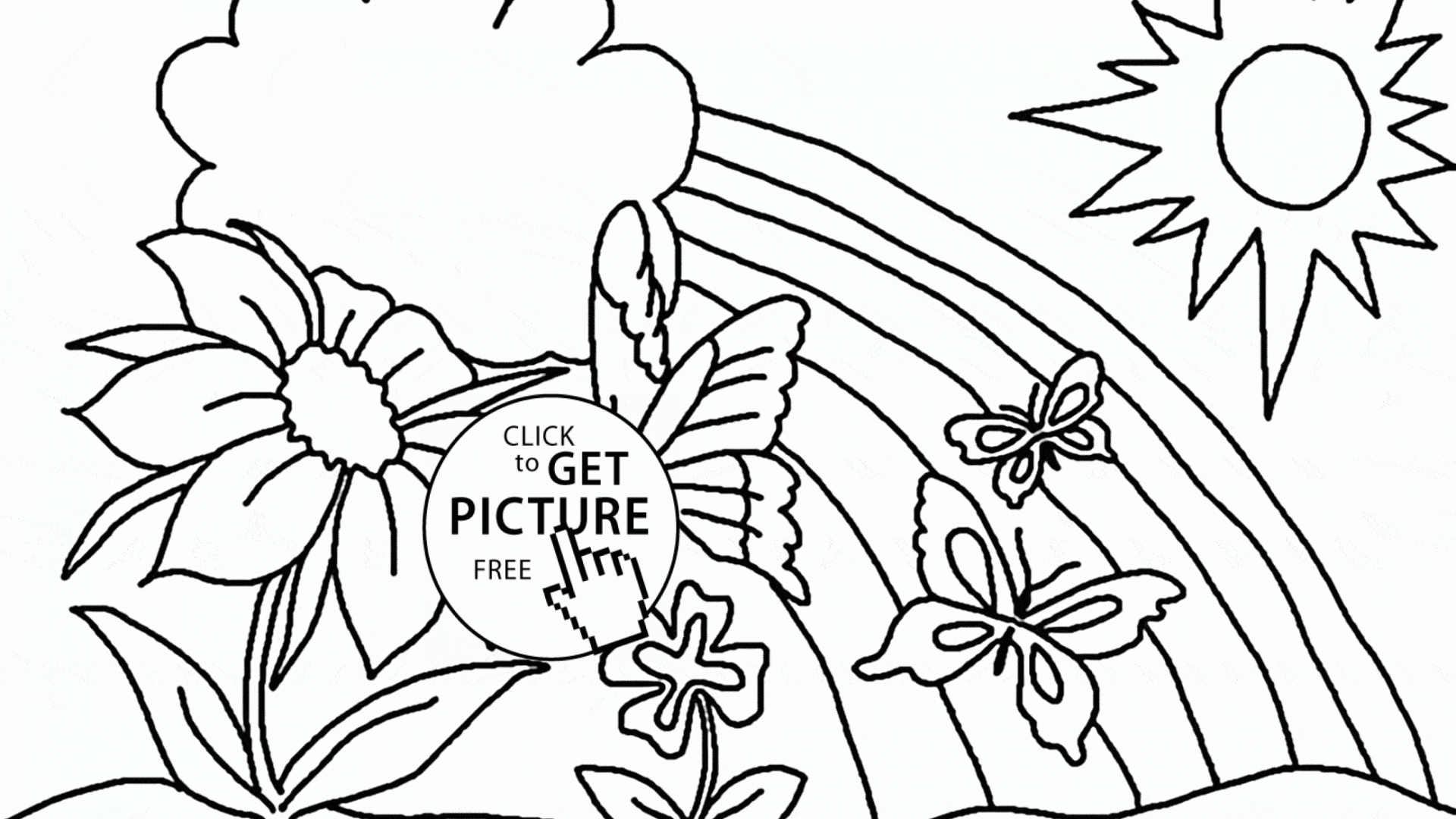 1920x1080 Funny And Butterfly Spring Coloring Page For Kids Pages Season