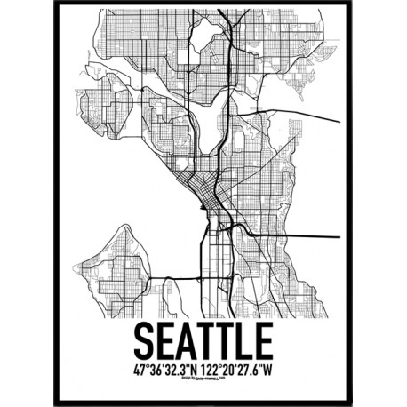 458x458 Seattle Map Poster. Find Your Posters
