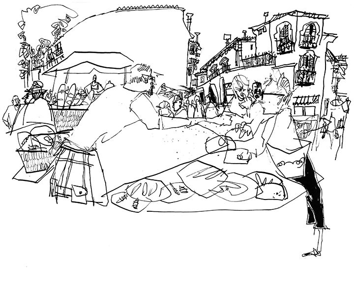 720x580 Dancing Lines Ink Drawing On Location, People, Places And Things