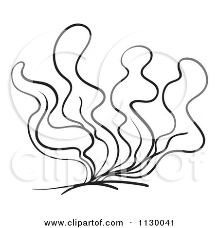 450x470 Cartoon Of An Outlined Seaweed Or Aquatic Plant