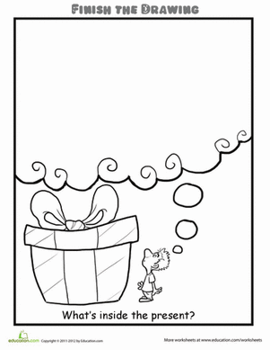 301x389 Finish The Drawing What's Inside The Present Worksheets, What