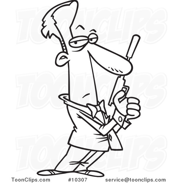 581x600 Cartoon Black And White Line Drawing Of A Secret Agent