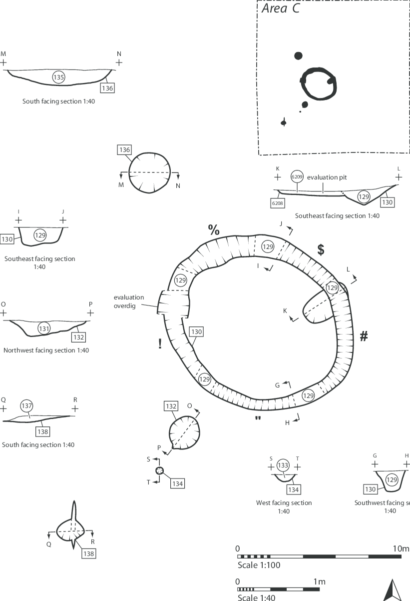 821x1202 Area C Showing Location Of Features (1 100) And Section Drawings