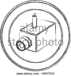 300x321 Monochrome Sketch Of Video Security Camera In Shape Dome Stock