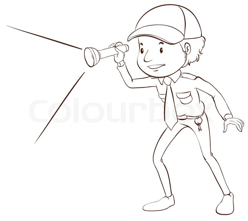 800x712 Illustration Of A Close Up Security Guard Stock Vector Colourbox