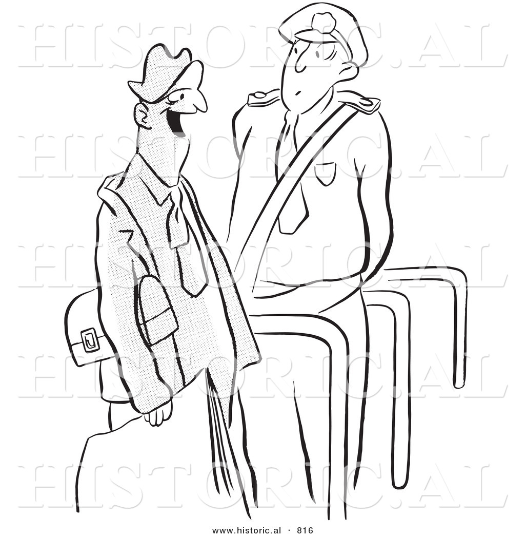 1024x1044 Historical Vector Illustration Of A Cartoon Security Guard