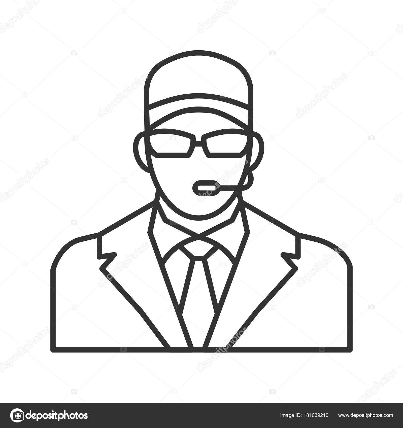 1600x1700 Security Guard Linear Icon Stock Vector Bsd