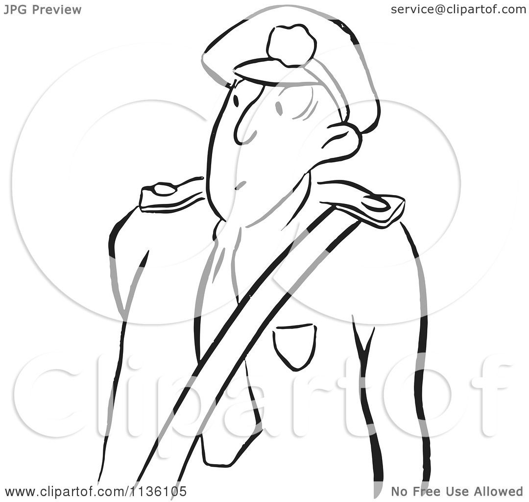 1080x1024 Clipart Of A Retro Vintage Security Guard Black And White