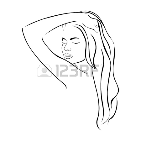 450x450 Sketch Female Face Silhouette With Eyes Closed Vector Illustration