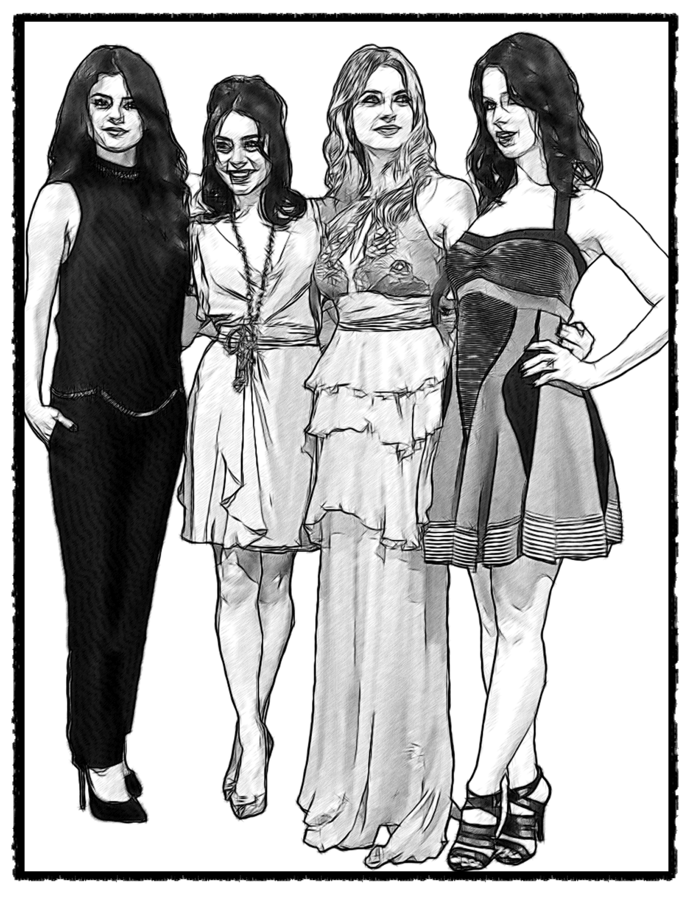 2317x3000 A Digital Doodle Art Work Of Selena Gomez, Vanessa Hudgens, Rachel