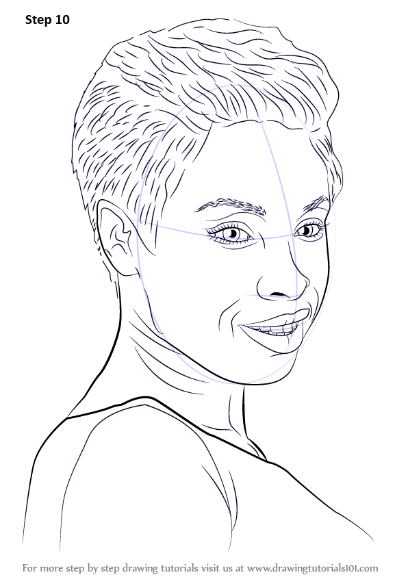 596x843 Learn How To Draw Jennifer Hudson (Celebrities) Step By Step