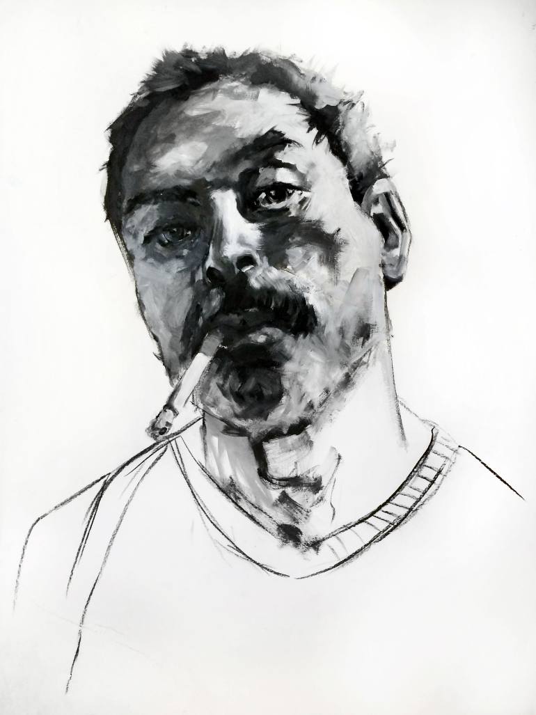 770x1027 Saatchi Art Vato Grisaille Drawing By Angie Jones