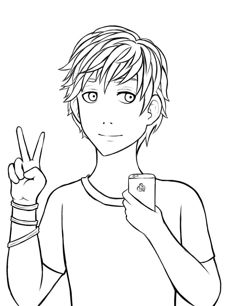 784x1019 Selfie Boy (Lineart) By Robert2715
