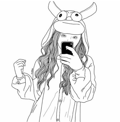 478x485 Girl And Drawing Image Tumblr Outlines Drawings