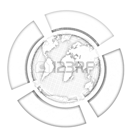 450x450 Earth And Four Semi Circle. Pencil Drawing Stock Photo, Picture