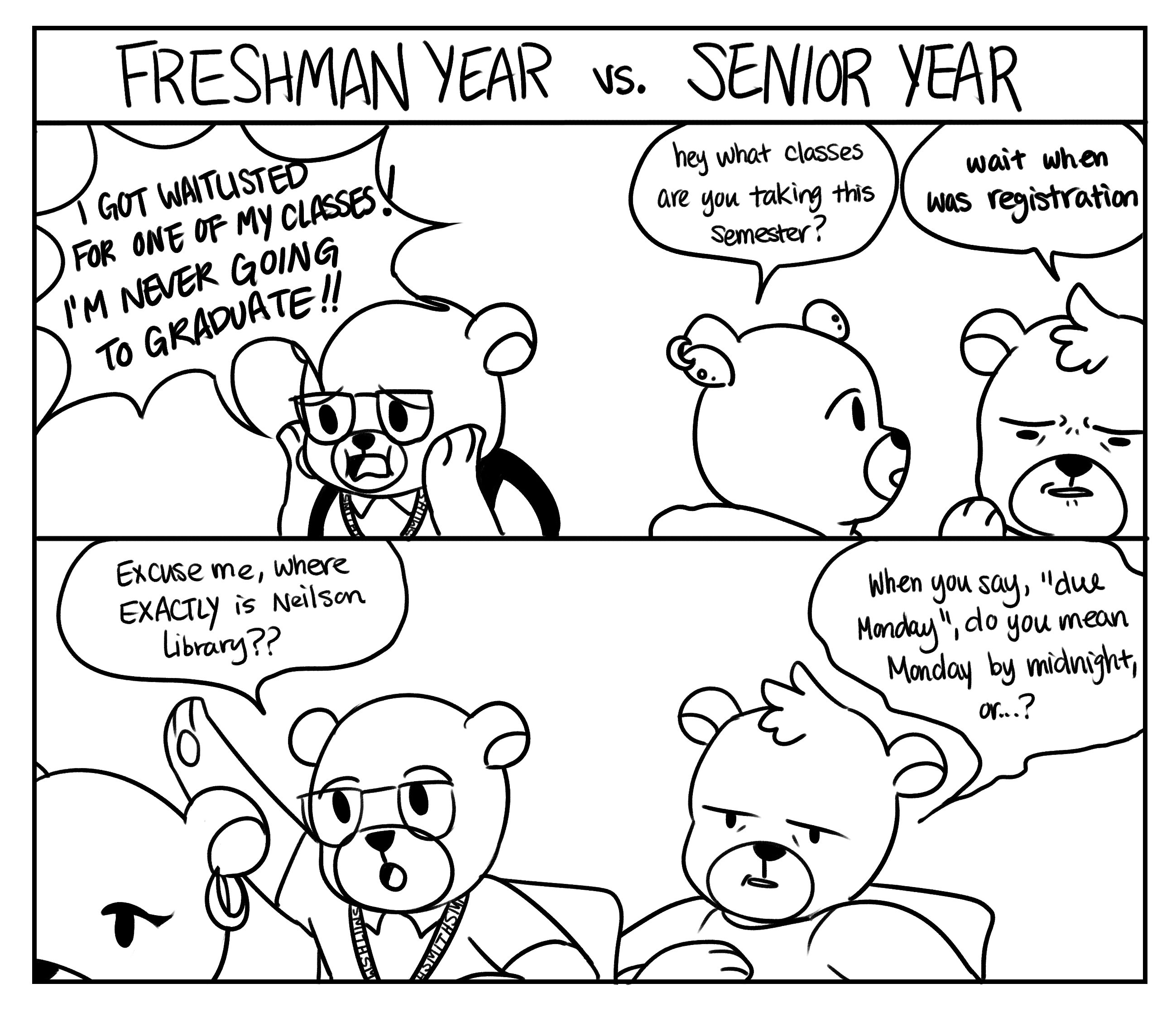 2597x2236 Weekly Comic Freshman Year Vs. Senior Year