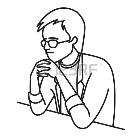 450x450 Freelance Man Sitting Table, Clenched Hands On His Chin