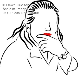 300x288 Illustration Of Simple Line Drawing Of A Woman Looking Very