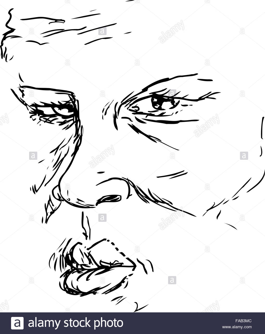 1102x1390 Outlined Drawing Of Older Serious Black Man Face Stock Vector Art