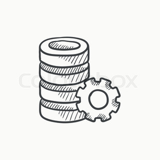 320x320 Computer Server Vector Sketch Icon Isolated On Background. Hand