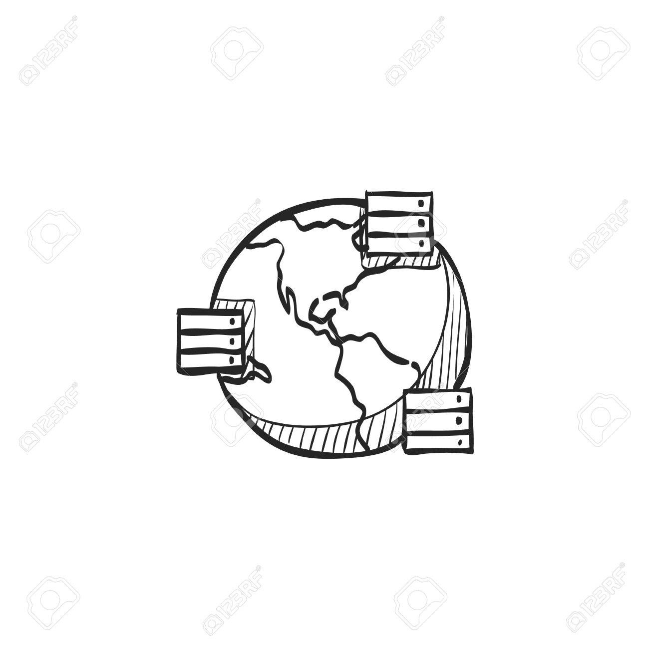 1300x1300 Server Icon In Doodle Sketch Lines. Mirror, Multiple Royalty Free