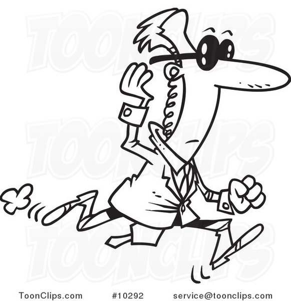 581x600 Cartoon Black And White Line Drawing Of A Running Secret Service