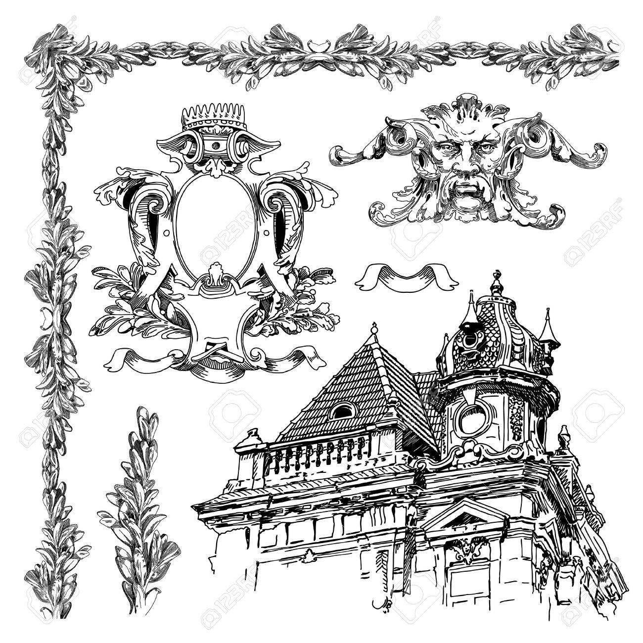 1300x1300 Hand Draw Vintage Sketch Ornamental Design Element Of Lviv