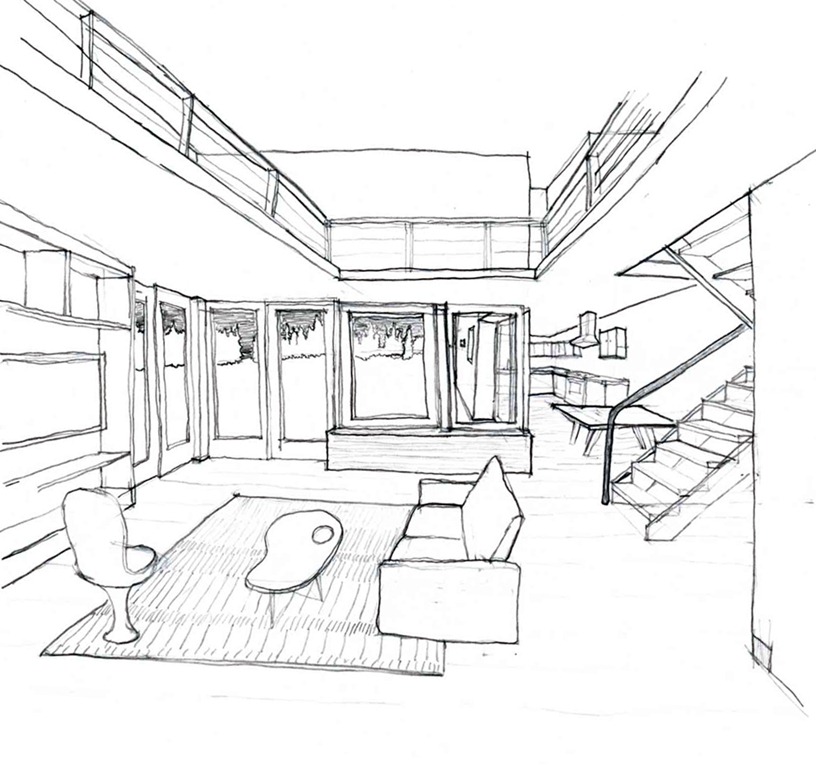 816x768 Drawing Of One Perspective Interior