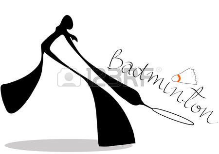 450x318 Shadow Man Badminton Cartoon Design Sport Symbol. Royalty Free