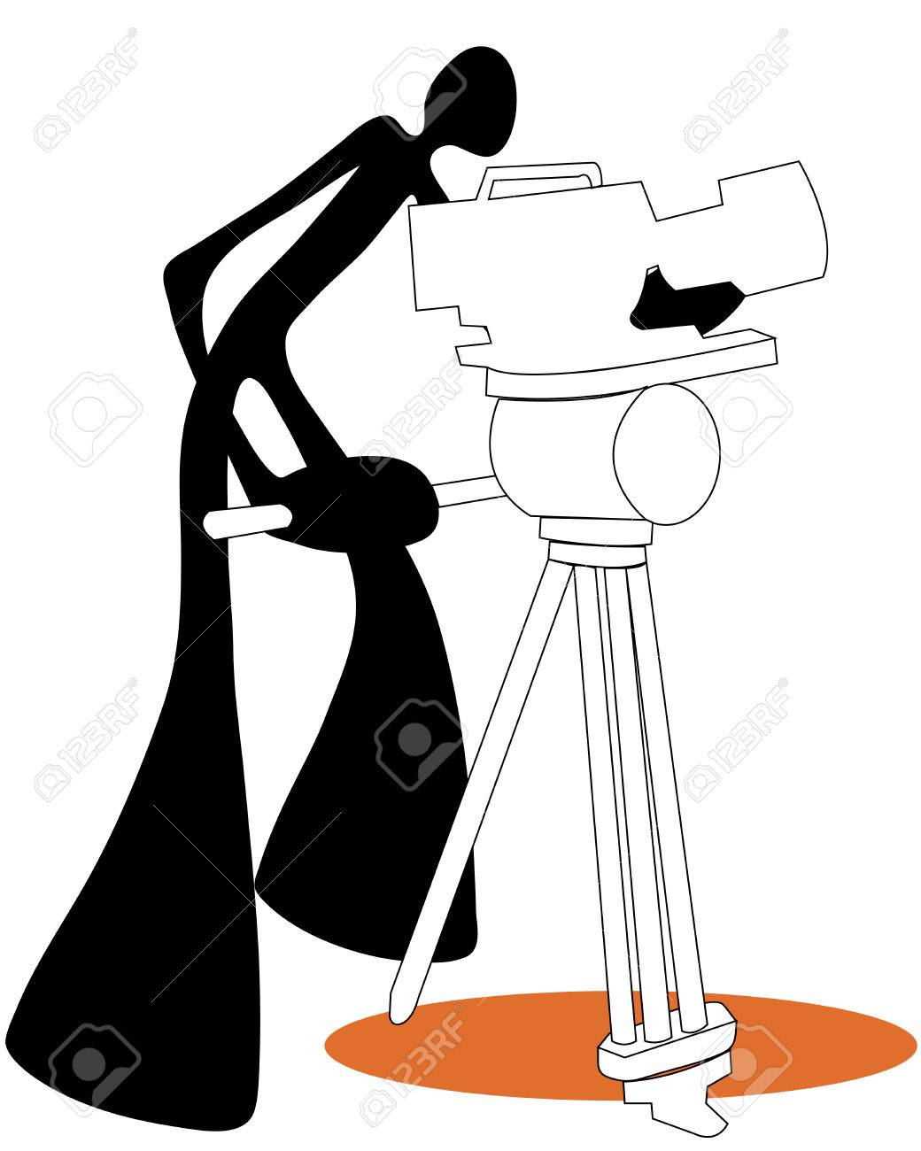 1040x1300 Shadow Man Camera Shooting Movie Stand Cartoon Symbol. Royalty