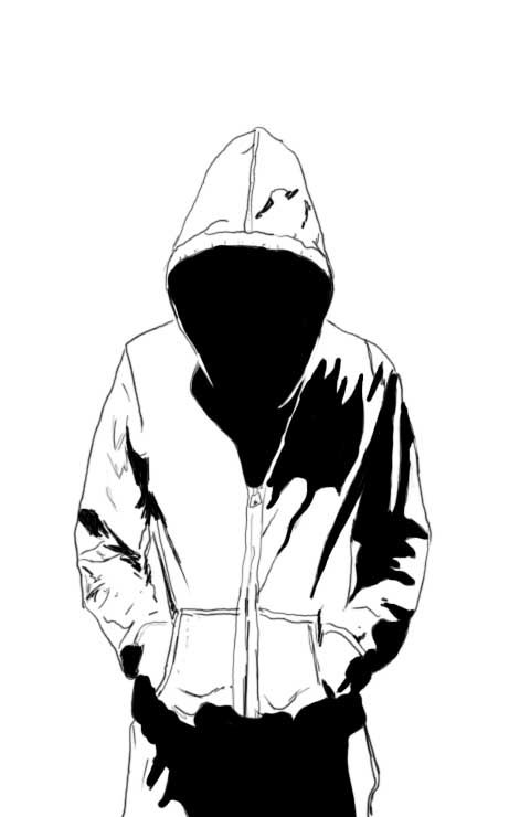 480x740 Hooded Person Comic Art Sketch