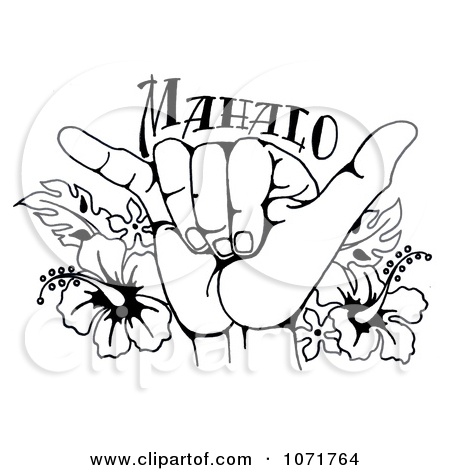 450x470 Clipart Black And White Hang Loose Shaka Hand And Hawaiian