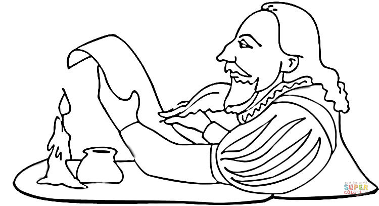 750x407 Shakespeare Is Writing A Play Coloring Page Free Printable