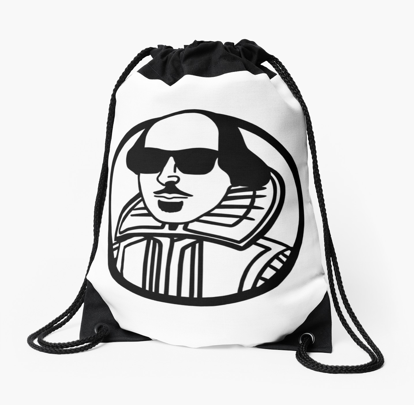 1435x1404 William Shakespeare In Shades Drawstring Bags By Sweetsixty