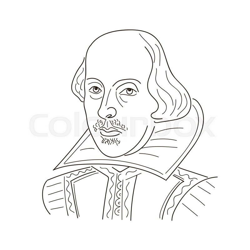800x800 William Shakespeare. Sketch Illustration. Black And White Vector