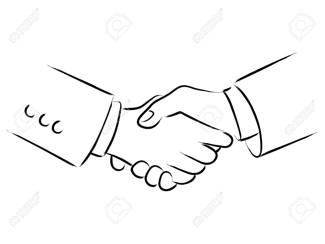 1300x975 Simple Line Art Of Shaking Hands Royalty Free Cliparts, Vectors