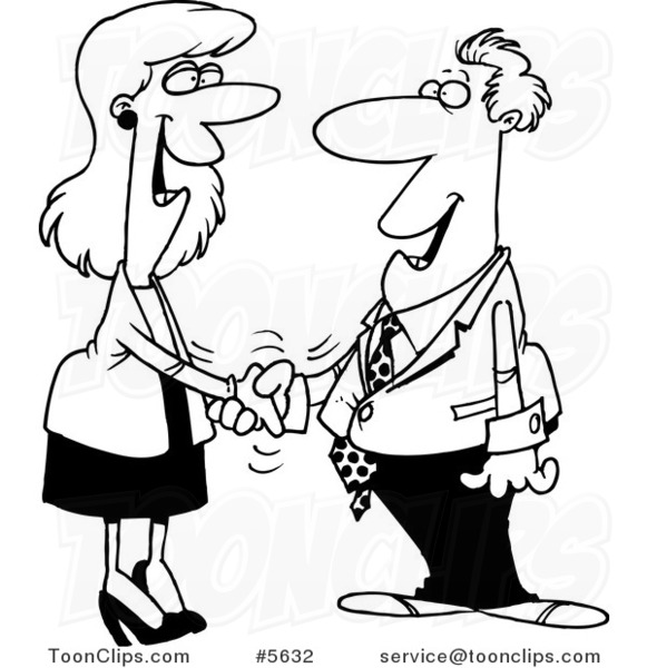 581x600 Cartoon Black And White Line Drawing Of A Business Man And Lady