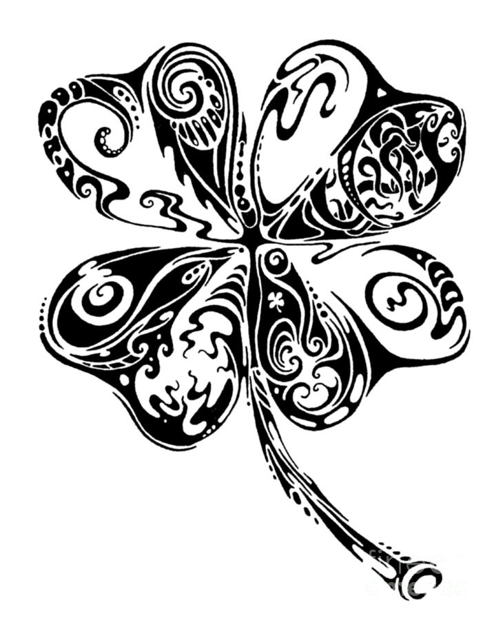 717x900 Tribal Shamrock Drawing By John Benko